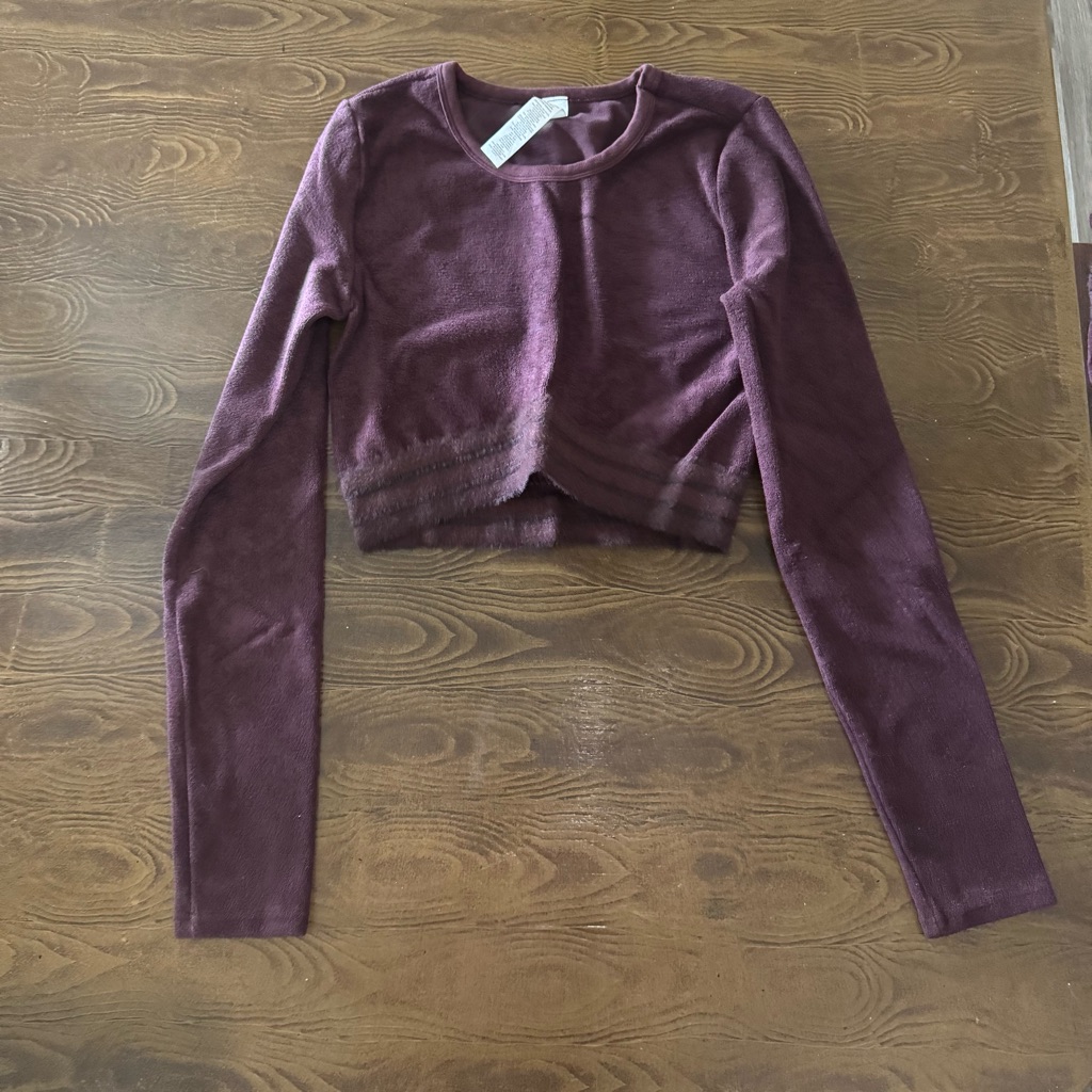 Alo Yoga Terry Long Sleeve Crop Top - Wine